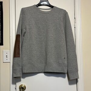 Billy Reid Men’s Dover sweatshirt grey with brown elbows